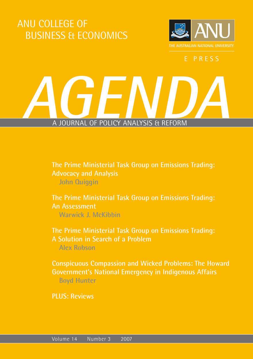 Agenda - A Journal of Policy Analysis and Reform: Volume 14, Number 3, 2007